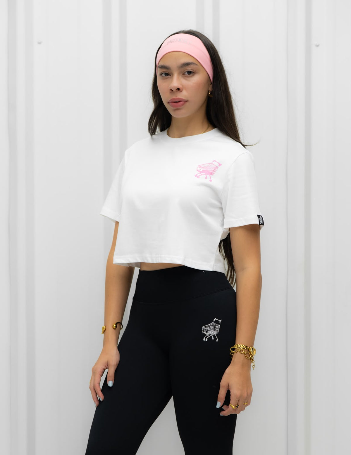 Basic Crop Top White Pink